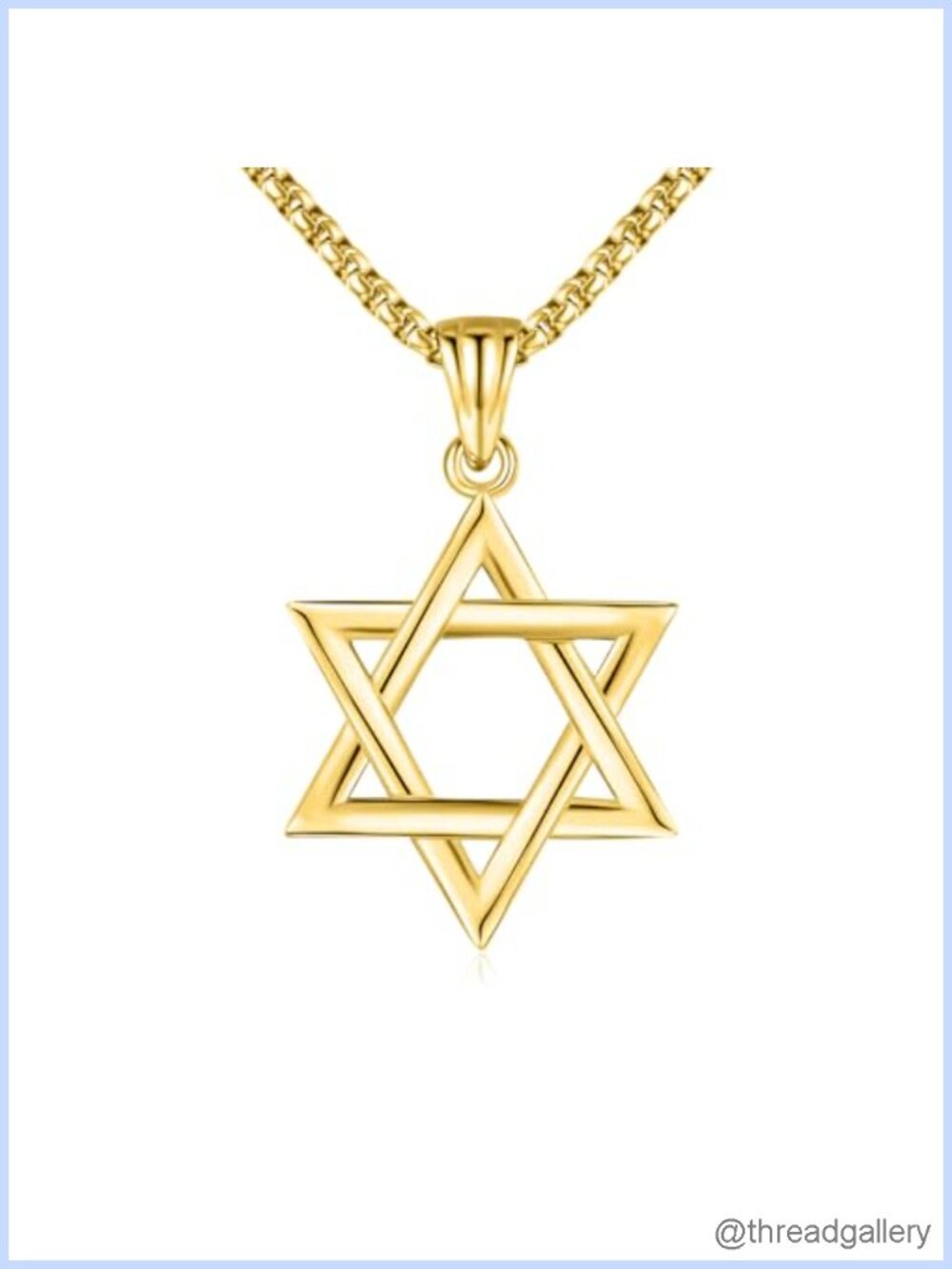 925 Sterling Silver Star of David Necklace 22+2 Rolo Chain Polished